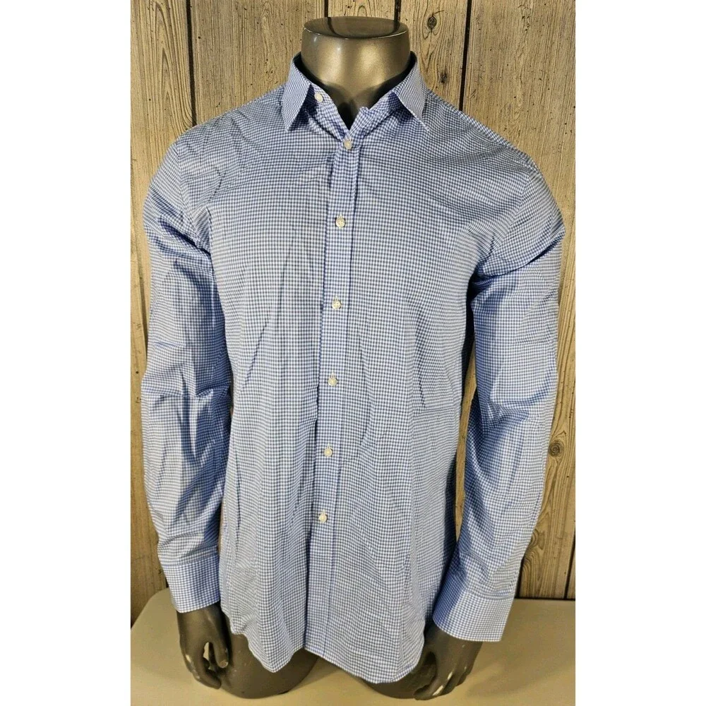 HUGO BOSS Elisha Slim Fit Blue Check Long Sleeve Casual Shirt 2XL